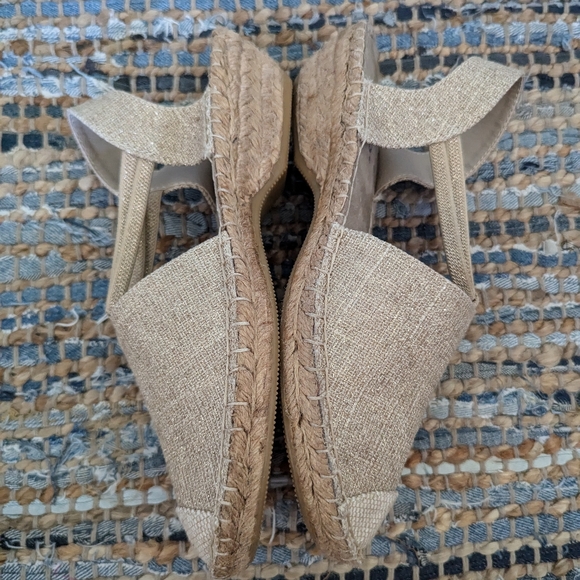 Hemp Rope Slingback Sandals 7.5 Espadrilles Beige Flats Neutral Loafers Summer B - Picture 5 of 9